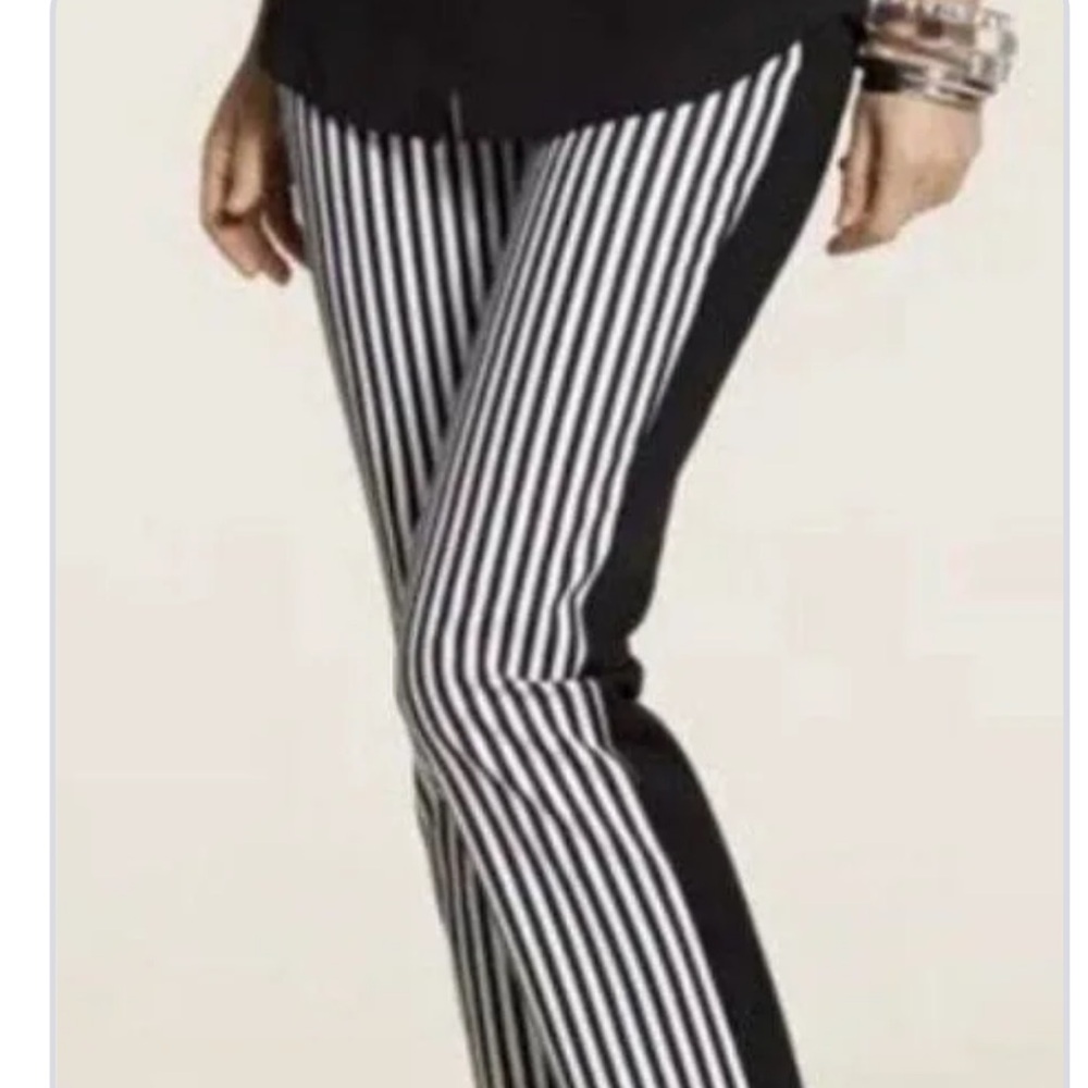 Chico’s Ultimate Fit Black and White Striped Skimmer Pants